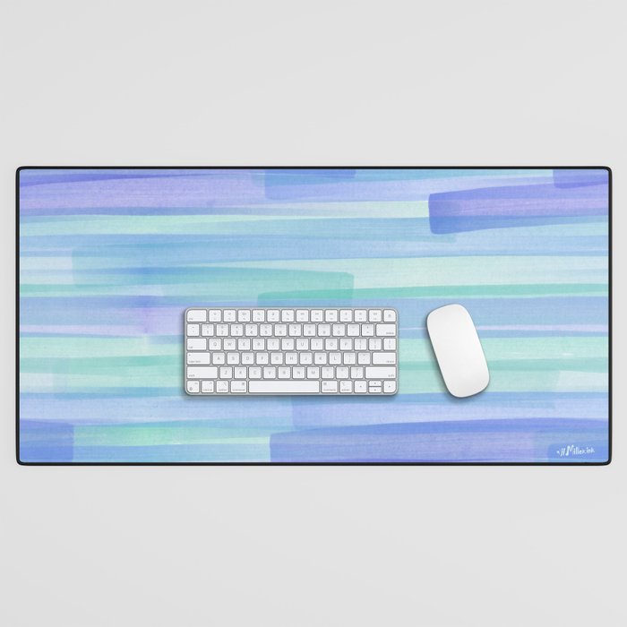 Abstract Watercolor Waves in Cool Blue Desk Mat Gallery Image 1