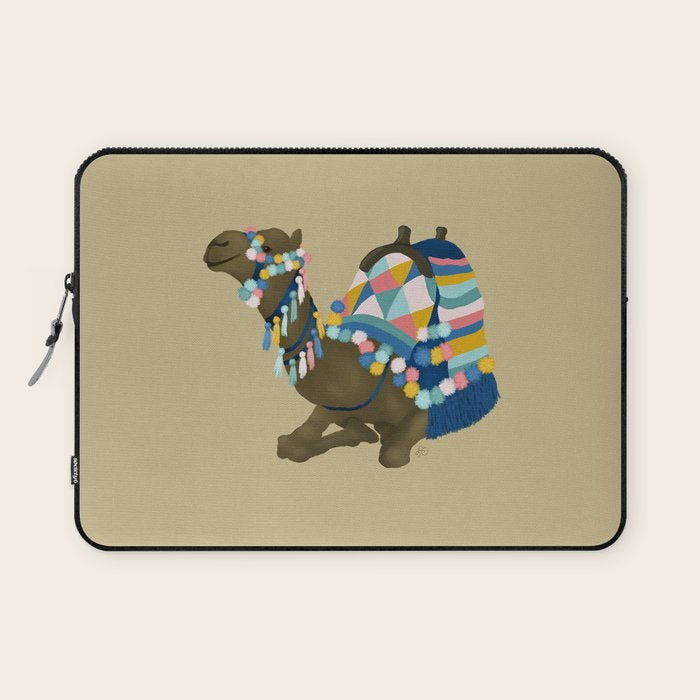 Colorful Desert Camel and Pyramids Laptop Sleeve Gallery Image 1
