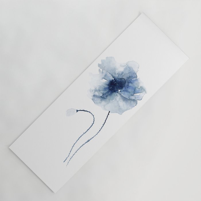 Blue Watercolor Poppies #2 Yoga Mat Gallery Image 1