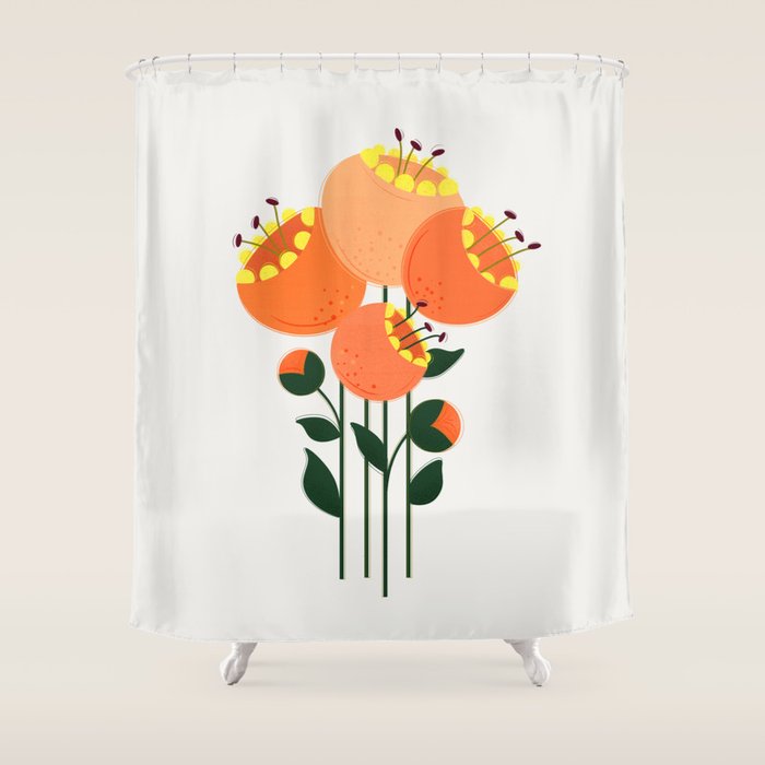 Orange Garden Flowers Shower Curtain Gallery Image 1