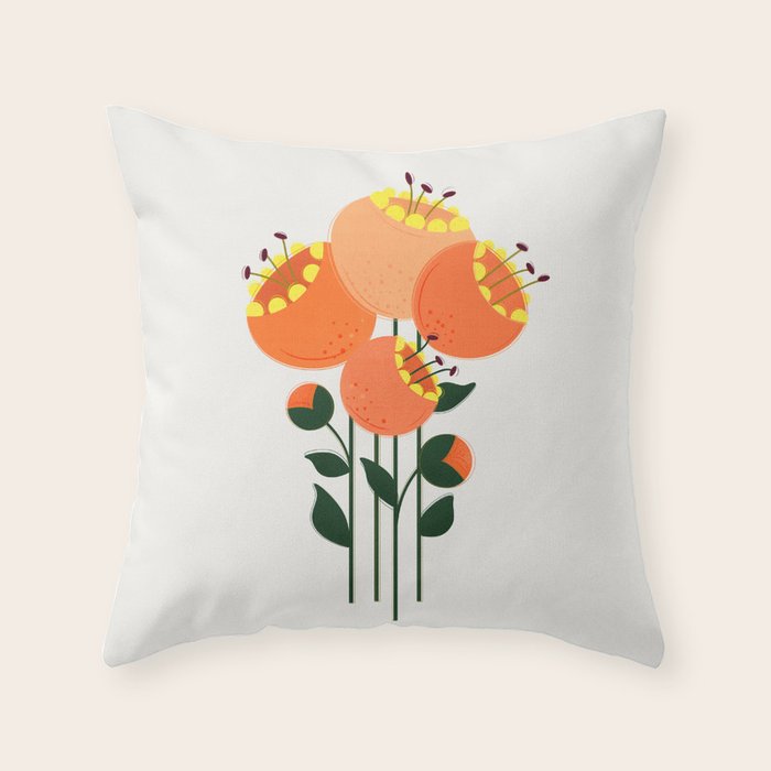 Orange Garden Flowers Throw Pillow Gallery Image 6