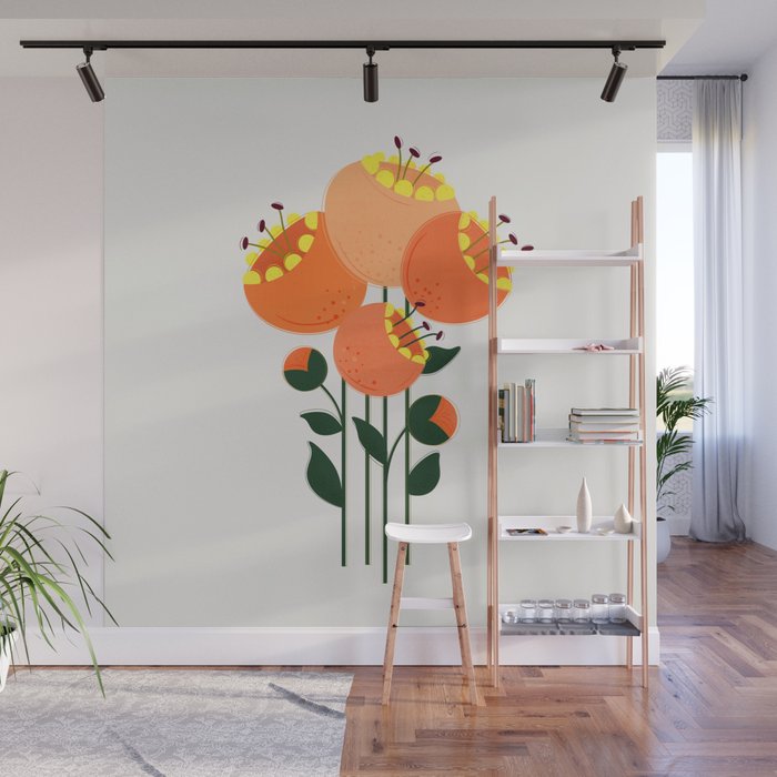 Orange Garden Flowers Wall Mural Gallery Image 1