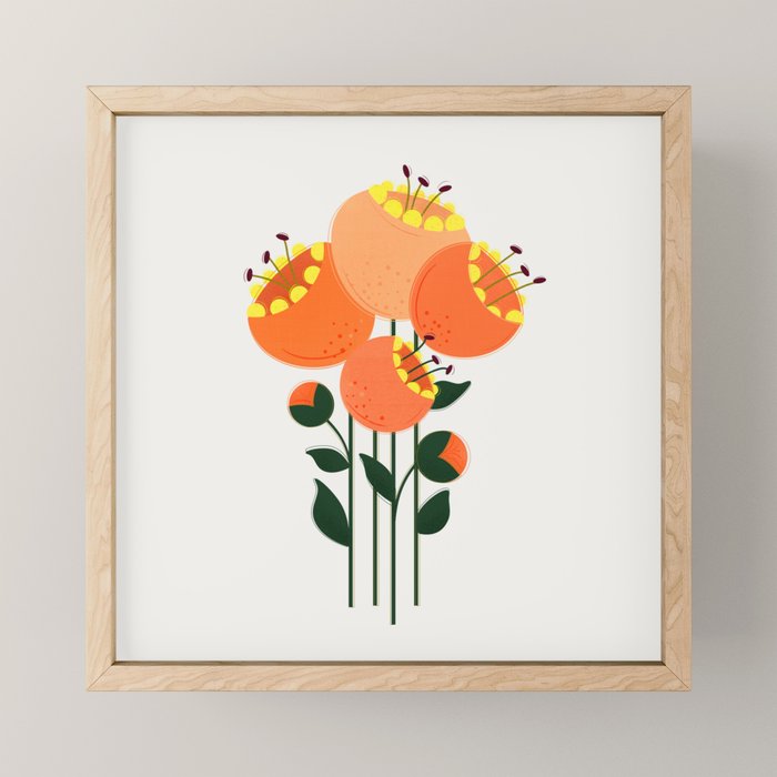 Orange Garden Flowers Mini Art Print Gallery Image 1