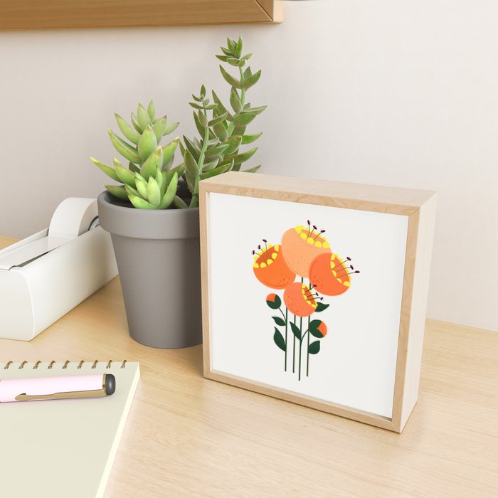 Orange Garden Flowers Mini Art Print Gallery Image 2