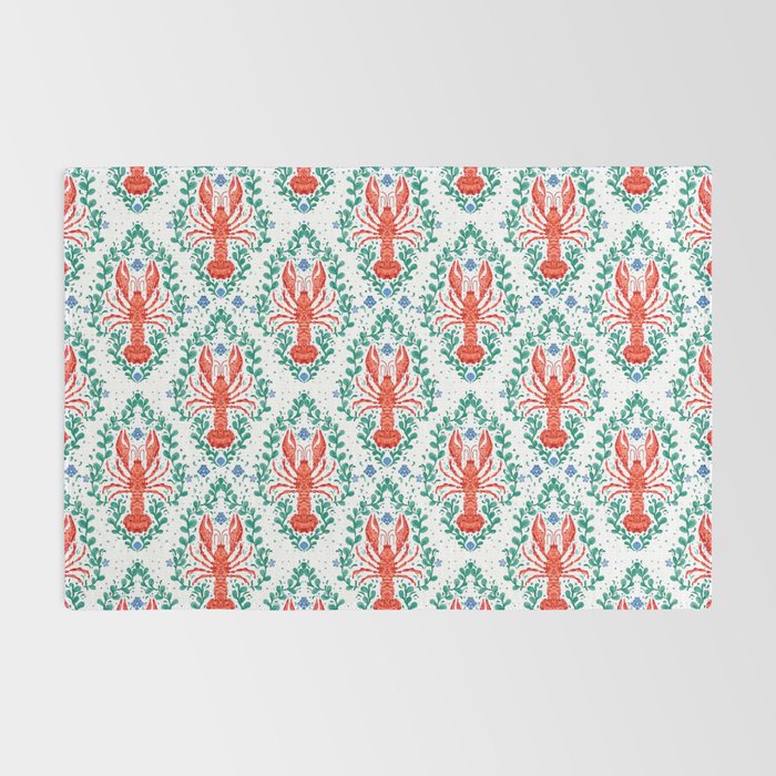 Fluidity in Color: A Watercolor Portrait of the Majestic Lobster Rug Gallery Image 2