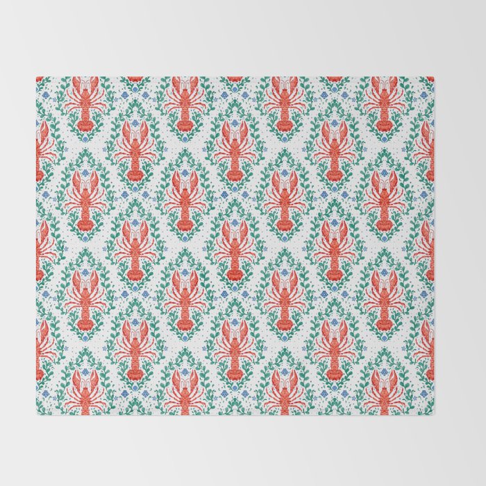 Fluidity in Color: A Watercolor Portrait of the Majestic Lobster Throw Blanket Gallery Image 2