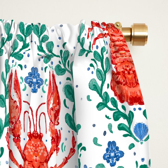 Fluidity in Color: A Watercolor Portrait of the Majestic Lobster Window Curtain Gallery Image 2