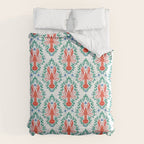 Fluidity in Color: A Watercolor Portrait of the Majestic Lobster Comforter Gallery Image 6