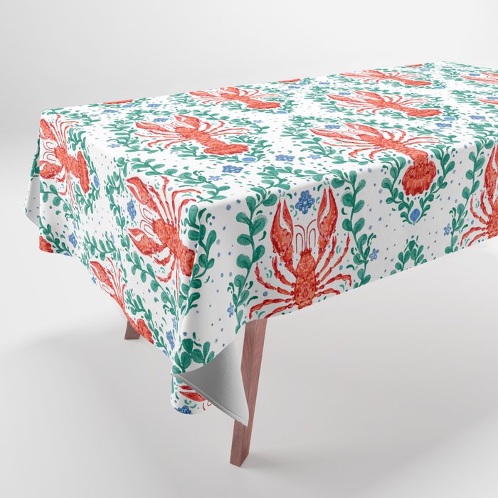 Fluidity in Color: A Watercolor Portrait of the Majestic Lobster Tablecloth Gallery Image 1