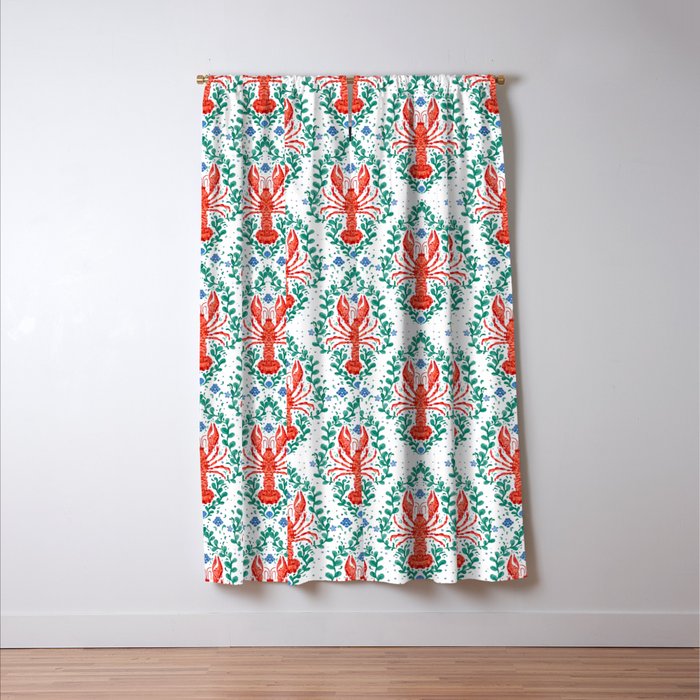 Fluidity in Color: A Watercolor Portrait of the Majestic Lobster Window Curtain Gallery Image 3