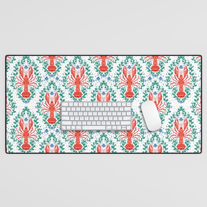 Fluidity in Color: A Watercolor Portrait of the Majestic Lobster Desk Mat Gallery Image 1