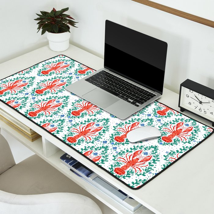 Fluidity in Color: A Watercolor Portrait of the Majestic Lobster Desk Mat Gallery Image 2