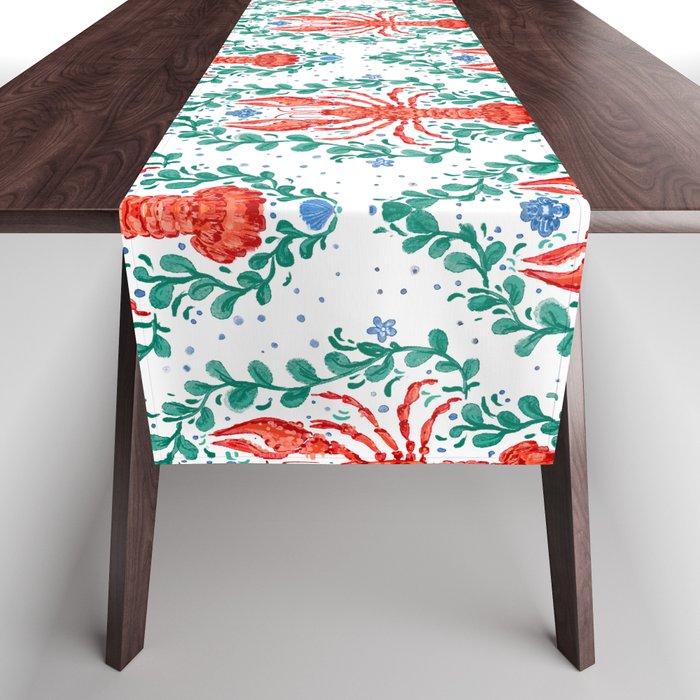Fluidity in Color: A Watercolor Portrait of the Majestic Lobster Table Runner Gallery Image 1