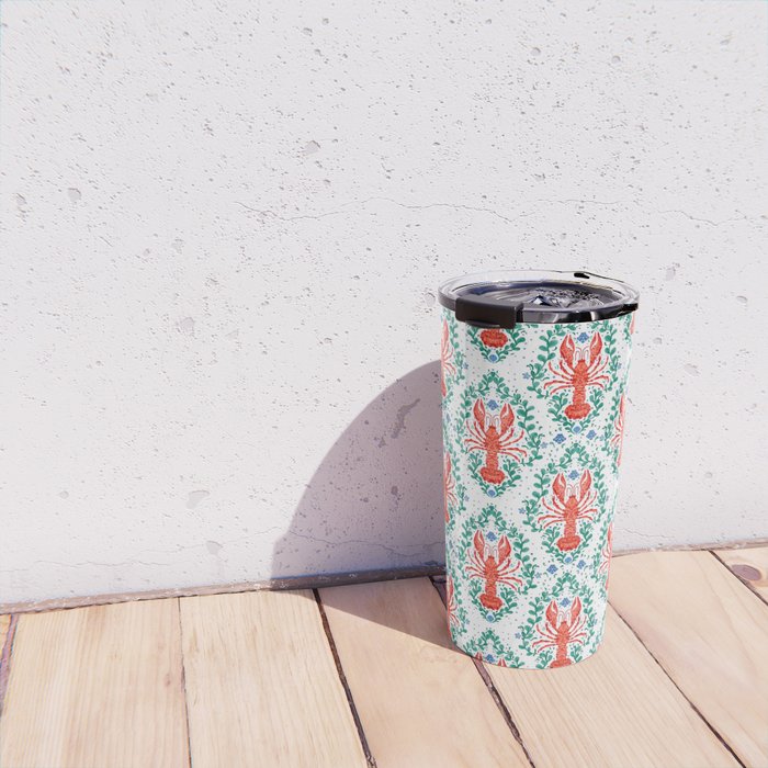 Fluidity in Color: A Watercolor Portrait of the Majestic Lobster Travel Mug Gallery Image 4