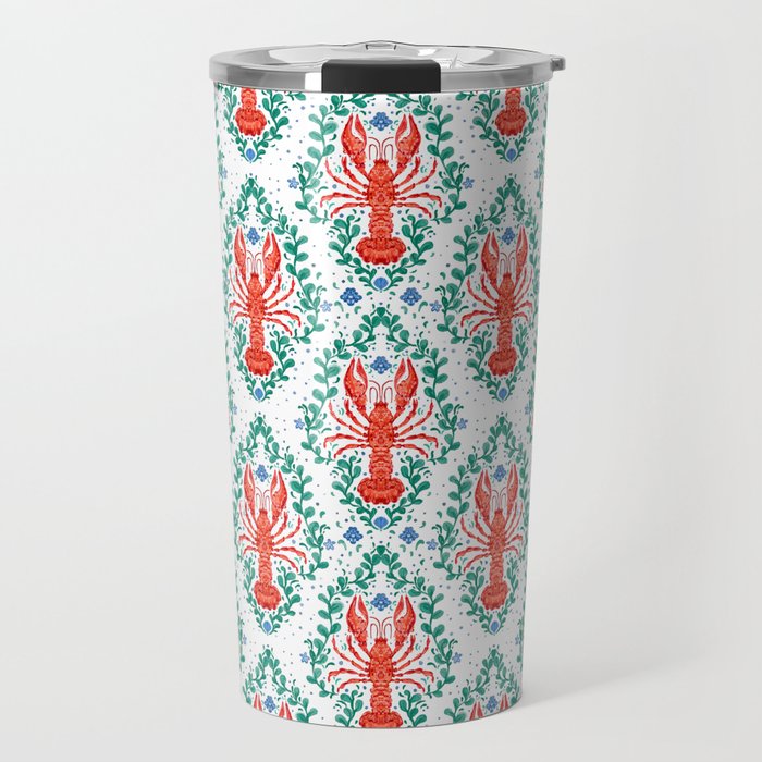 Fluidity in Color: A Watercolor Portrait of the Majestic Lobster Travel Mug Gallery Image 1
