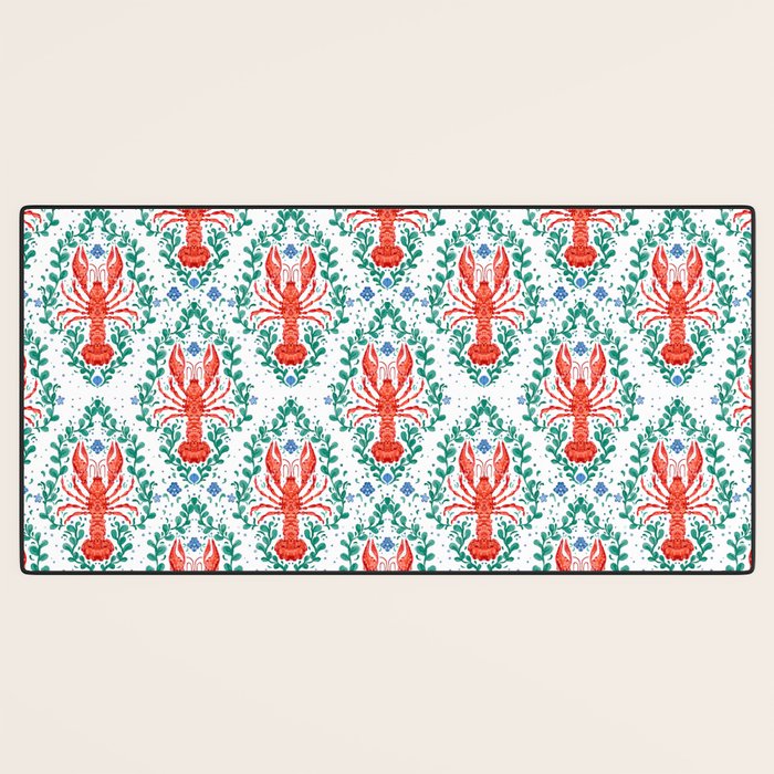 Fluidity in Color: A Watercolor Portrait of the Majestic Lobster Desk Mat Gallery Image 3