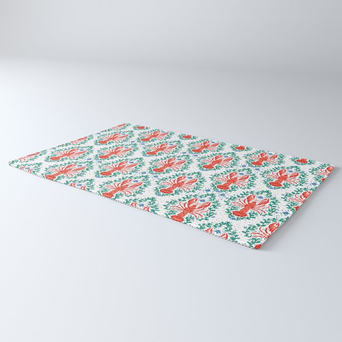 Fluidity in Color: A Watercolor Portrait of the Majestic Lobster Rug Gallery Image 3