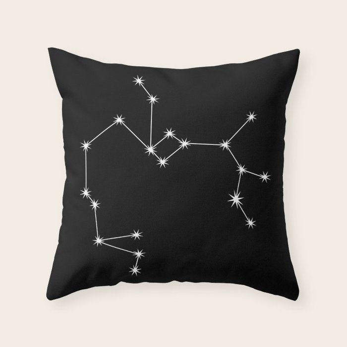 Sagittarius Zodiac Star Constellation Line Art Black Throw Pillow Gallery Image 6