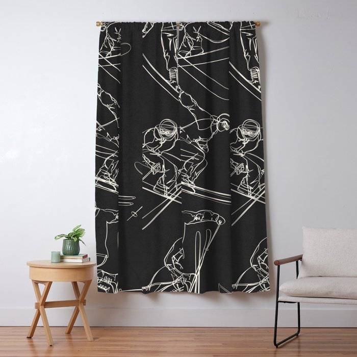 Minimal Skiers Line Art 1 Window Curtain Gallery Image 5