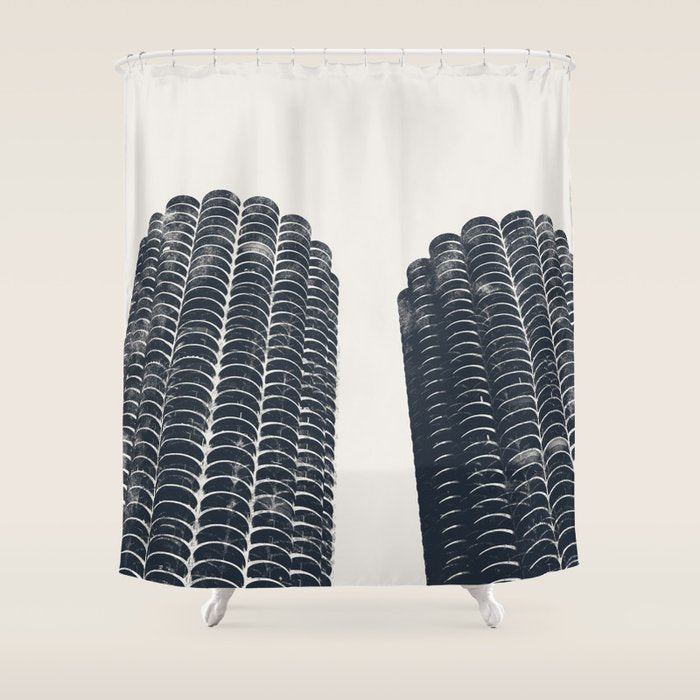 Chicago Architecture, Marina City, Chicago Wall Art, Chicago Art, Chicago Photography, Canvas Art Shower Curtain Gallery Image 1