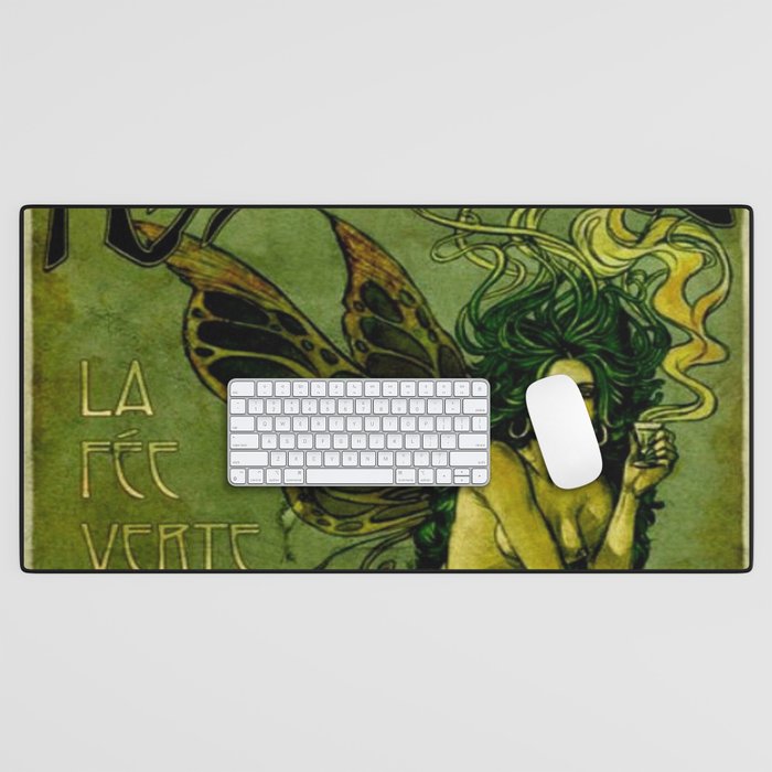 Vintage Parisian Green Fairy Absinthe Alcoholic Aperitif Advertisement Poster Desk Mat Gallery Image 1