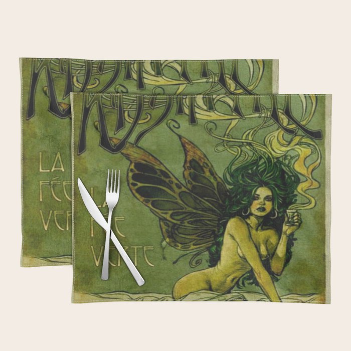 Vintage Parisian Green Fairy Absinthe Alcoholic Aperitif Advertisement Poster Placemat Gallery Image 1