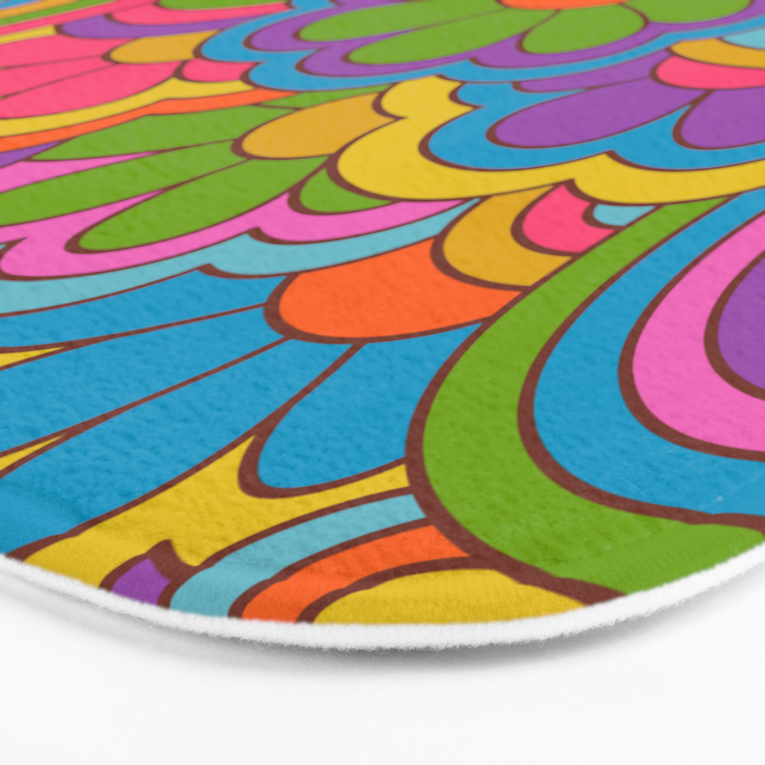 Retro Rainbow Flower Pattern Bath Mat Gallery Image 3
