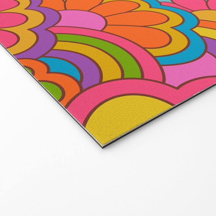 Retro Rainbow Flower Pattern Welcome Mat Gallery Image 2