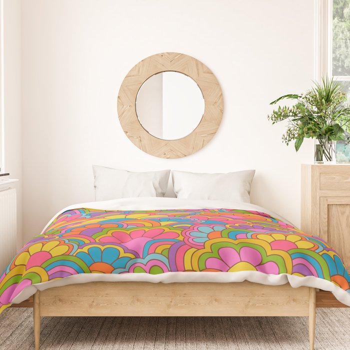 Retro Rainbow Flower Pattern Duvet Cover Gallery Image 3