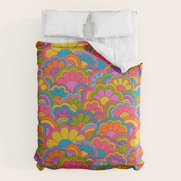 Retro Rainbow Flower Pattern Comforter Gallery Image 6
