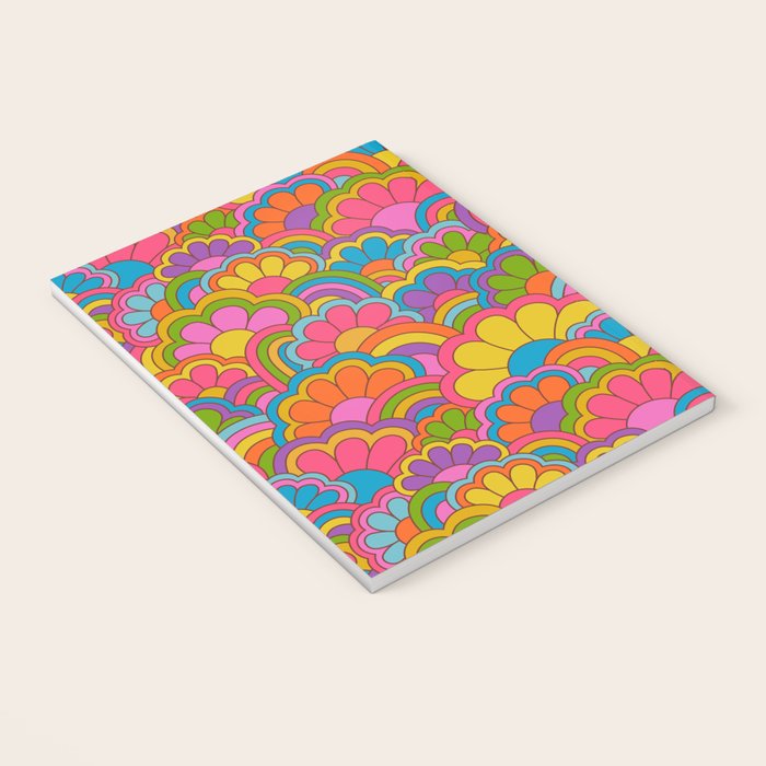 Retro Rainbow Flower Pattern Notebook Gallery Image 3