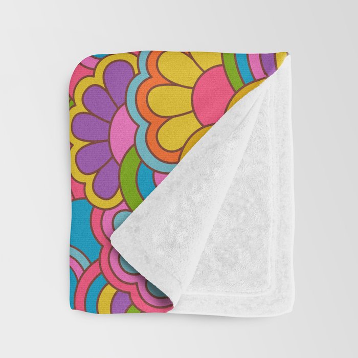 Retro Rainbow Flower Pattern Throw Blanket Gallery Image 3