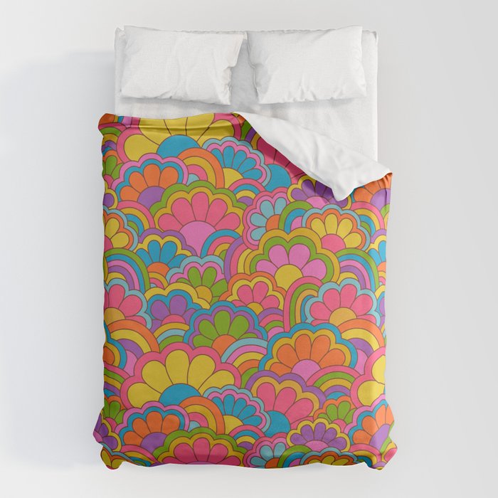 Retro Rainbow Flower Pattern Duvet Cover Gallery Image 6