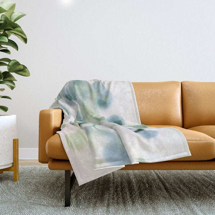 Sage Green Soft Botanical Throw Blanket Gallery Image 1