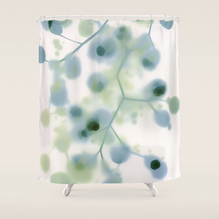 Sage Green Soft Botanical Shower Curtain Gallery Image 1