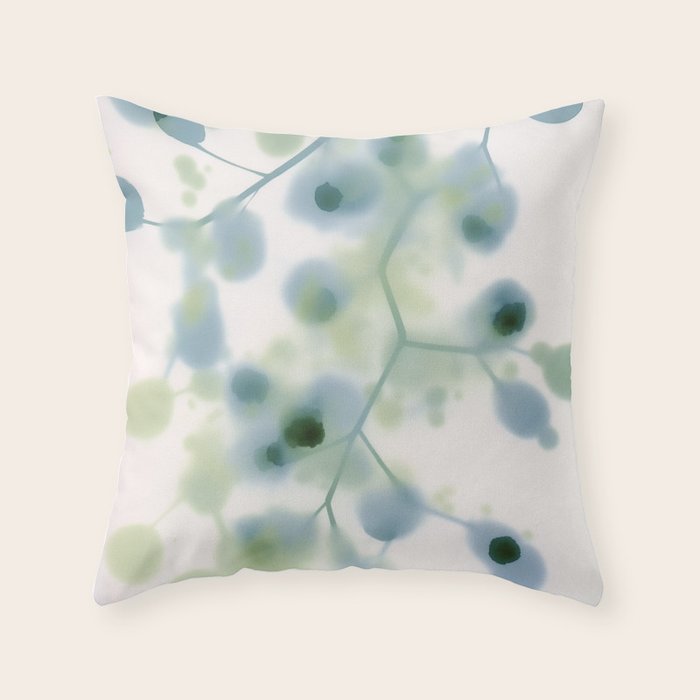 Sage Green Soft Botanical Throw Pillow Gallery Image 1