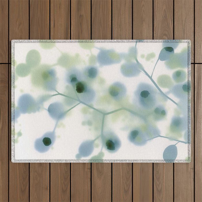 Sage Green Soft Botanical Outdoor Rug Gallery Image 1