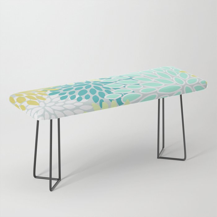 Floral Prints, Teal, Turquoise and Yellow Bench Gallery Image 1