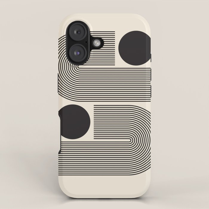 Abstraction_BLACK_LINE_DOT_POP_ART_Minimalism_004D iPhone Case Gallery Image 1