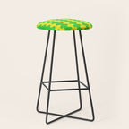 Vivid Ogee A-Go-Go Retro Pop Pattern Neon Green and Yellow Stool Gallery Image 1