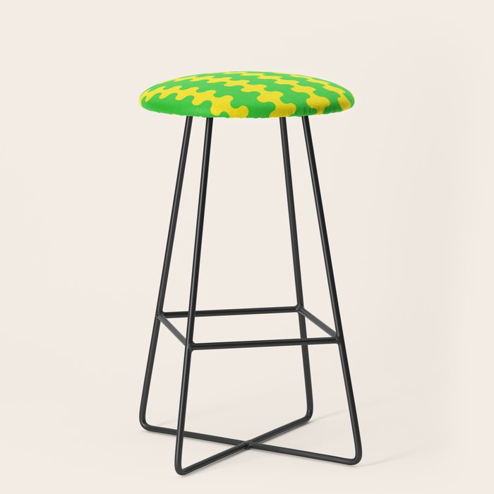 Vivid Ogee A-Go-Go Retro Pop Pattern Neon Green and Yellow Stool Gallery Image 1