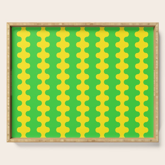 Vivid Ogee A-Go-Go Retro Pop Pattern Neon Green and Yellow Serving Tray Gallery Image 1