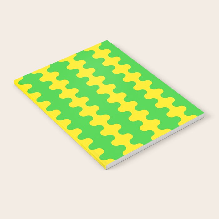 Vivid Ogee A-Go-Go Retro Pop Pattern Neon Green and Yellow Notebook Gallery Image 2
