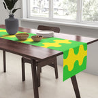 Vivid Ogee A-Go-Go Retro Pop Pattern Neon Green and Yellow Table Runner Gallery Image 2