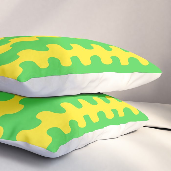 Vivid Ogee A-Go-Go Retro Pop Pattern Neon Green and Yellow Pillow Sham Gallery Image 3