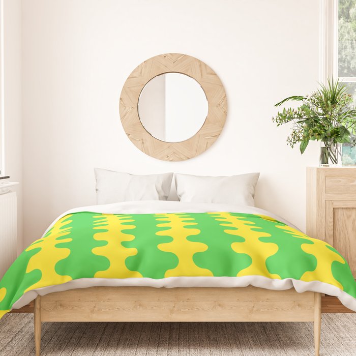 Vivid Ogee A-Go-Go Retro Pop Pattern Neon Green and Yellow Duvet Cover Gallery Image 3