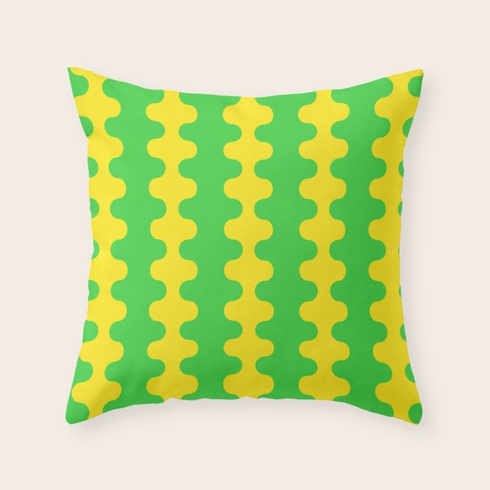 Vivid Ogee A-Go-Go Retro Pop Pattern Neon Green and Yellow Throw Pillow Gallery Image 1