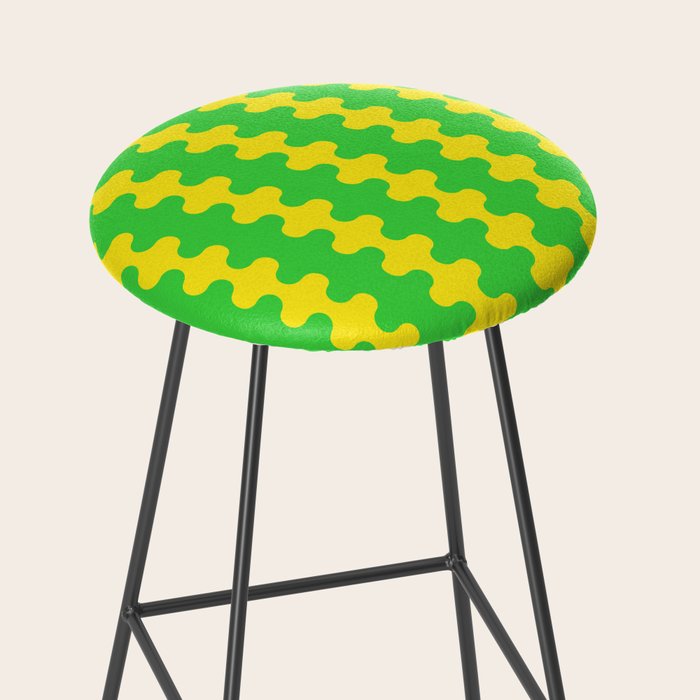 Vivid Ogee A-Go-Go Retro Pop Pattern Neon Green and Yellow Stool Gallery Image 2