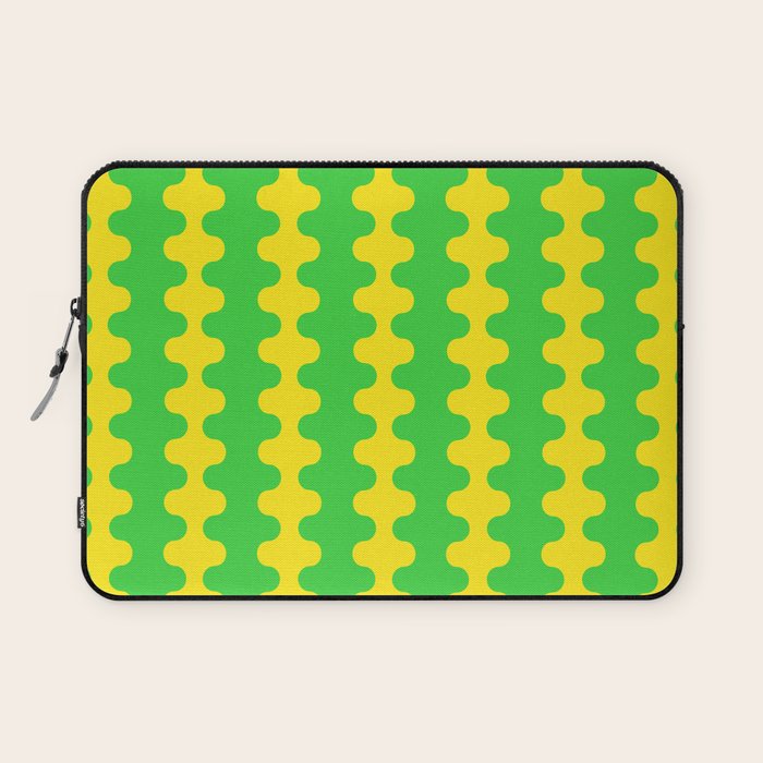 Vivid Ogee A-Go-Go Retro Pop Pattern Neon Green and Yellow Laptop Sleeve Gallery Image 1
