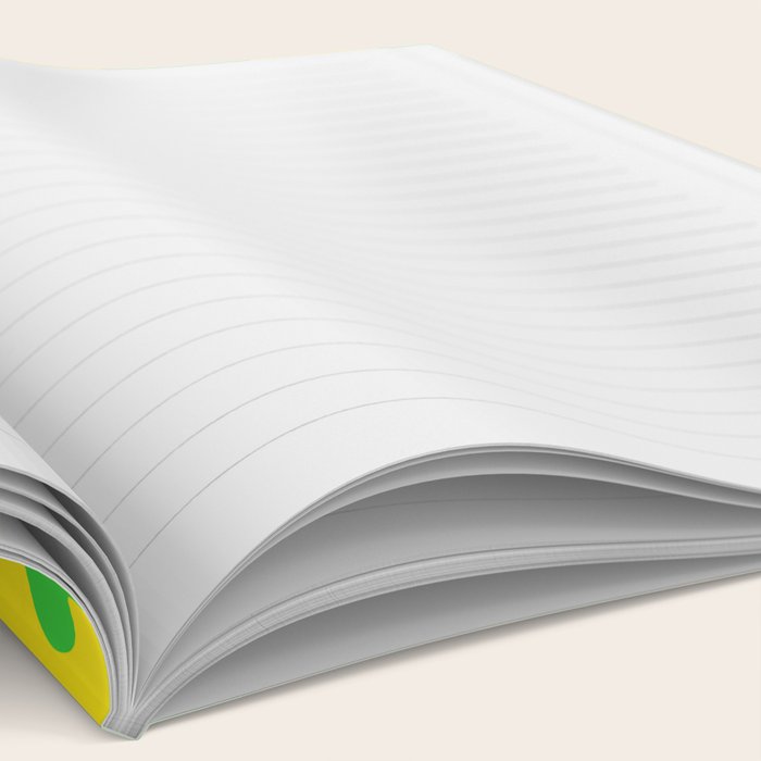 Vivid Ogee A-Go-Go Retro Pop Pattern Neon Green and Yellow Notebook Gallery Image 2